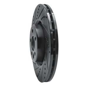 Volvo S80 Brake Rotor (1) - Front Left - R1 Concepts - Drilled & Slotted - Black - `07-`16